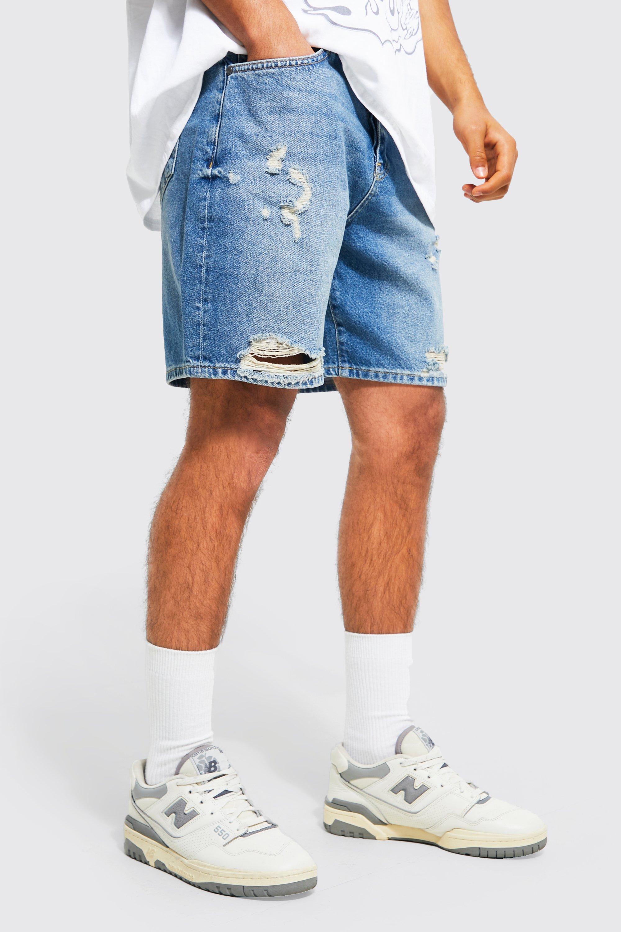 【DEARMINE】Fir Denim Short Pants Denim shorts with frayed hems